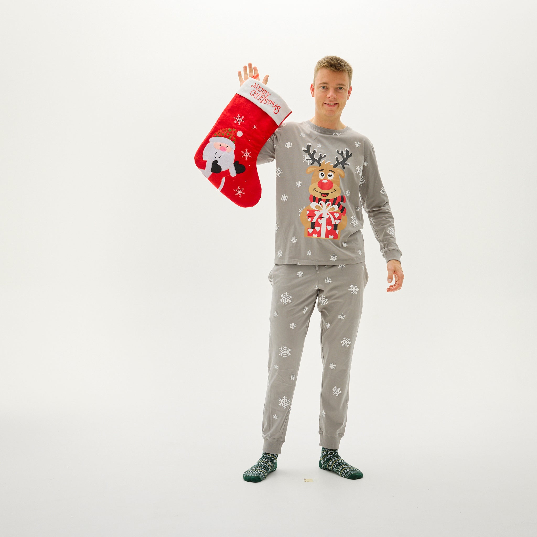 Pyjama Adorable De Rudolphe Gris - Homme.